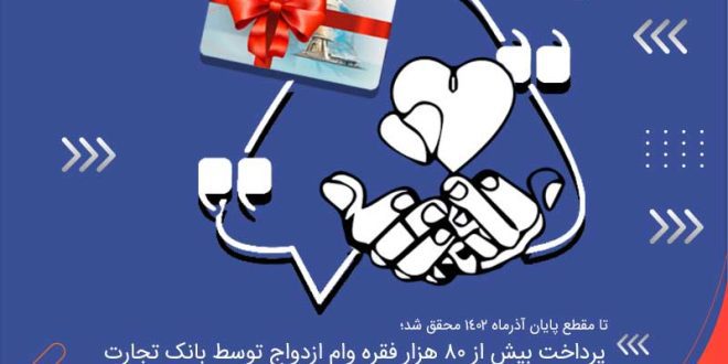 پرداخت بیش از 80 هزار فقره وام ازدواج توسط بانک تجارت