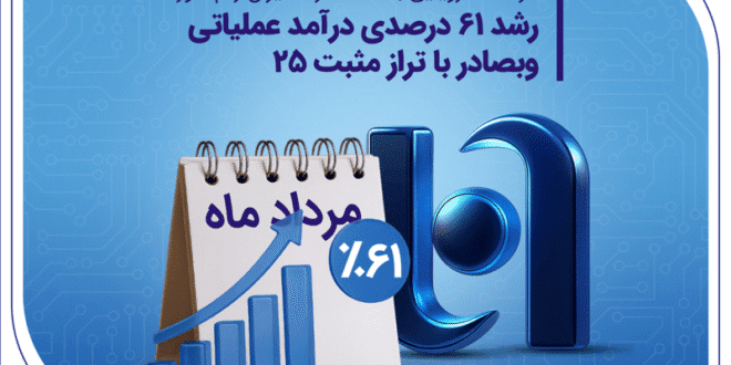 رشد ۶۱ درصدی درآمد عملیاتی وبصادر با تراز مثبت 25